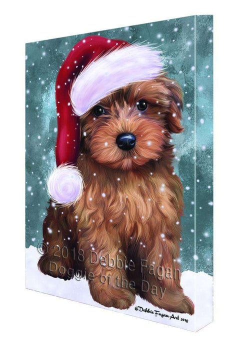 Let it Snow Christmas Holiday Yorkipoo Dog Wearing Santa Hat Canvas Print Wall Art Décor CVS106910