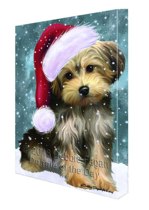 Let it Snow Christmas Holiday Yorkipoo Dog Wearing Santa Hat Canvas Print Wall Art Décor CVS106919