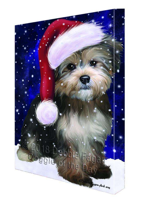 Let it Snow Christmas Holiday Yorkipoo Dog Wearing Santa Hat Canvas Print Wall Art Décor CVS106928