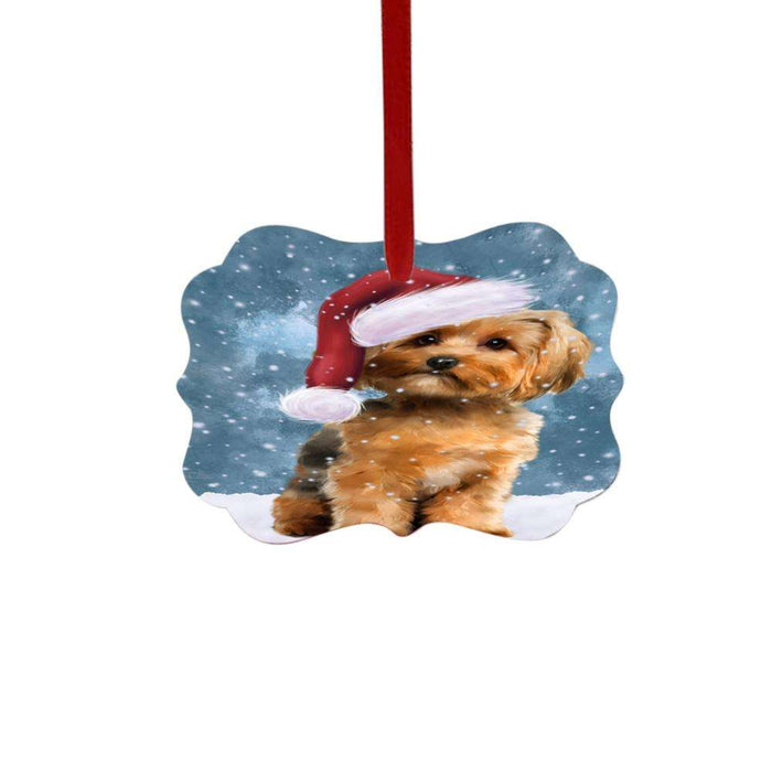 Let it Snow Christmas Holiday Yorkshire Terrier Dog Double-Sided Photo Benelux Christmas Ornament LOR48782