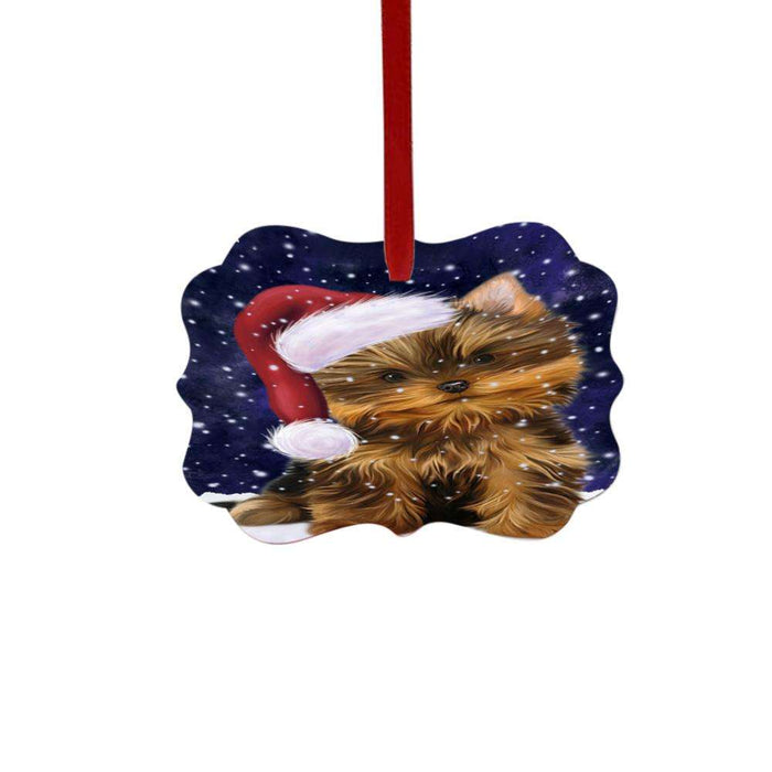 Let it Snow Christmas Holiday Yorkshire Terrier Dog Double-Sided Photo Benelux Christmas Ornament LOR48787