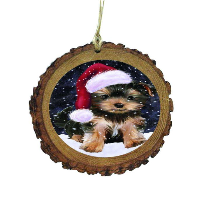 Let it Snow Christmas Holiday Yorkshire Terrier Dog Wooden Christmas Ornament WOR48784