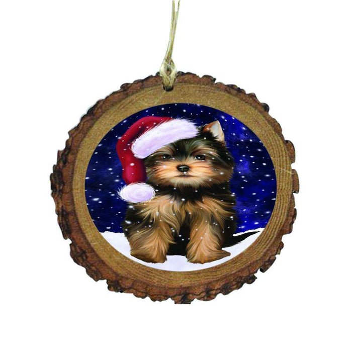 Let it Snow Christmas Holiday Yorkshire Terrier Dog Wooden Christmas Ornament WOR48785