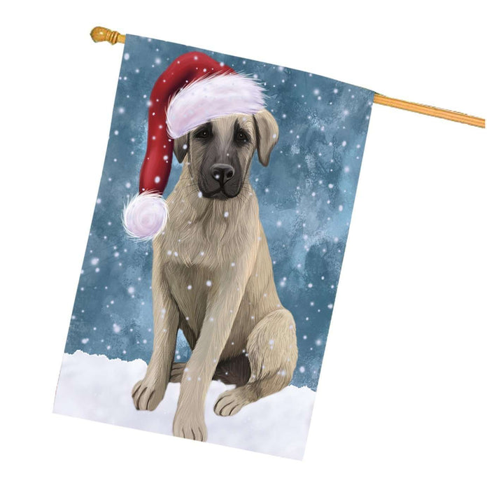 Let it Snow Christmas Holidays Anatolian Shepherd Dog Wearing Santa Hat House Flag HFLG012