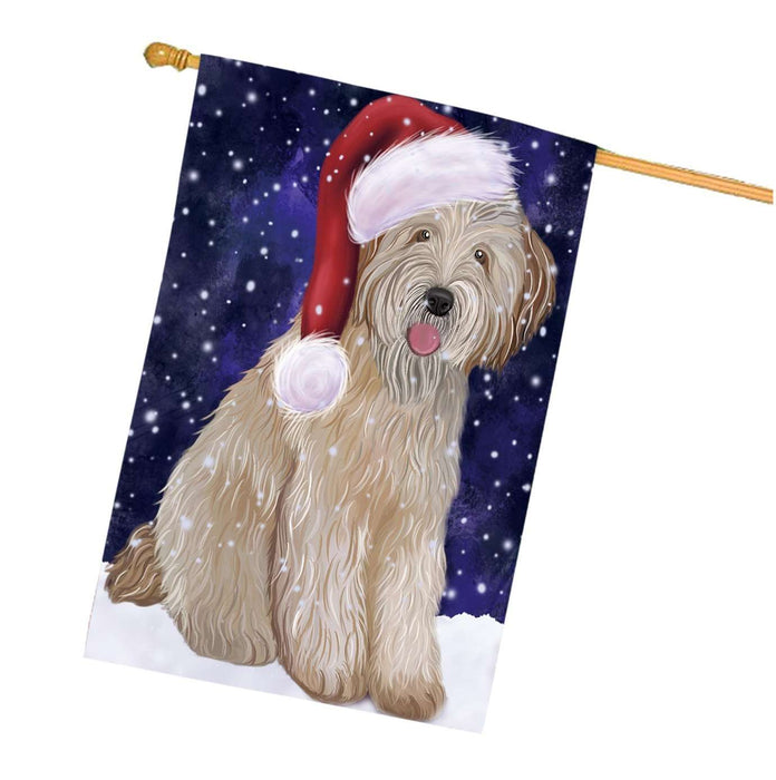 Let it Snow Christmas Holidays Soft-coated Wheaten Terrier Dog Wearing Santa Hat House Flag HFLG083