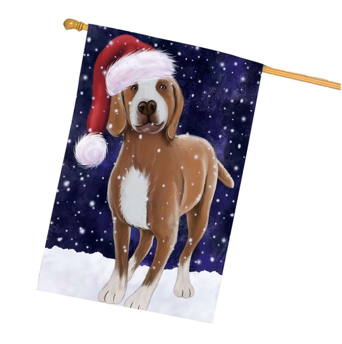 Let it Snow Christmas Holidays Tarsus Catalburun Dog Wearing Santa Hat House Flag HFLG064