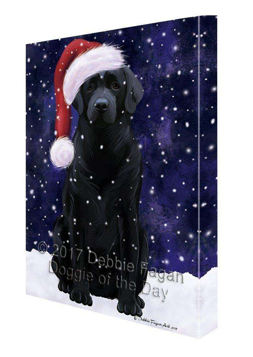 Let it Snow Christmas Labrador Dog Wearing Santa Hat Canvas Wall Art