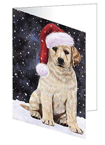 Let it Snow Christmas Labradors Dog Wearing Santa Hat Handmade Artwork Assorted Pets Greeting Cards and Note Cards with Envelopes for All Occasions and Holiday Seasons