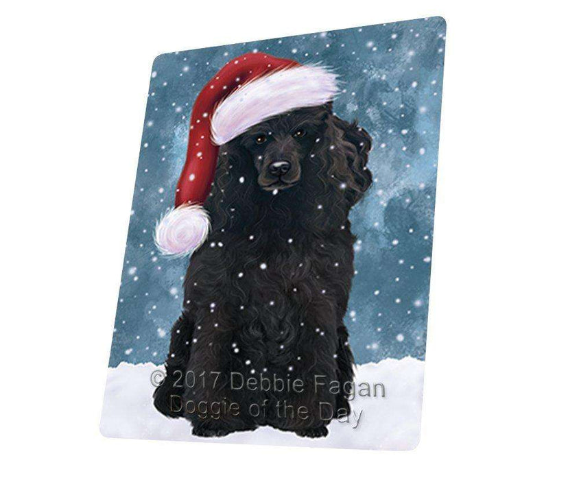Let it Snow Christmas Poodle Dog Wearing Santa Hat Tempered Cutting Board