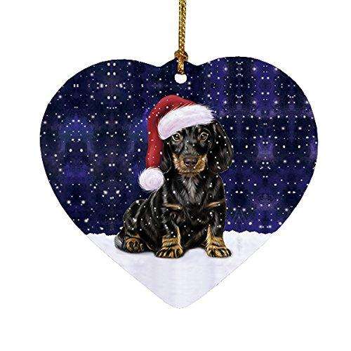 Let It Snow Dachshund Dog Christmas Heart Ornament POR2018