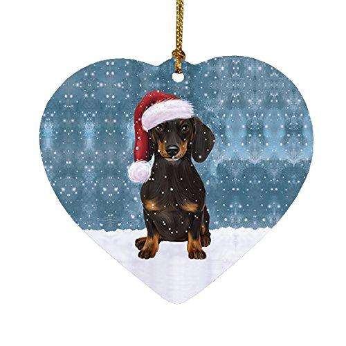 Let It Snow Dachshund Dog Christmas Heart Ornament POR2019