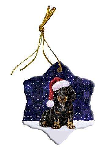 Let It Snow Dachshund Dog Christmas Star Ornament POR2645