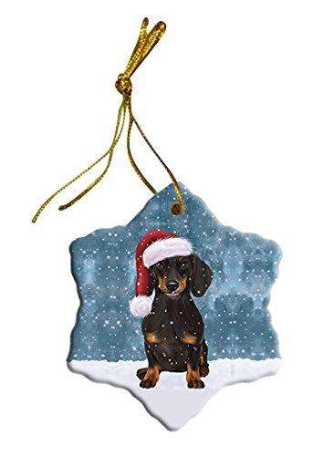 Let It Snow Dachshund Dog Christmas Star Ornament POR2646