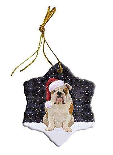 Let It Snow English Bulldog Christmas Star Ornament POR2647