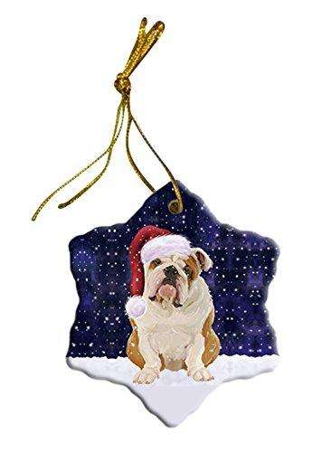 Let It Snow English Bulldog Christmas Star Ornament POR2648