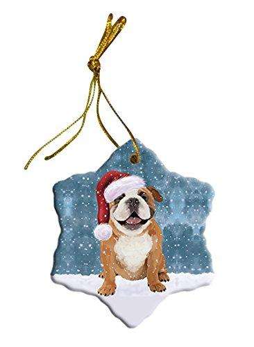 Let It Snow English Bulldog Christmas Star Ornament POR2649