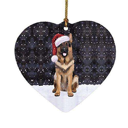 Let It Snow German Shepherd Dog Christmas Heart Ornament POR2025