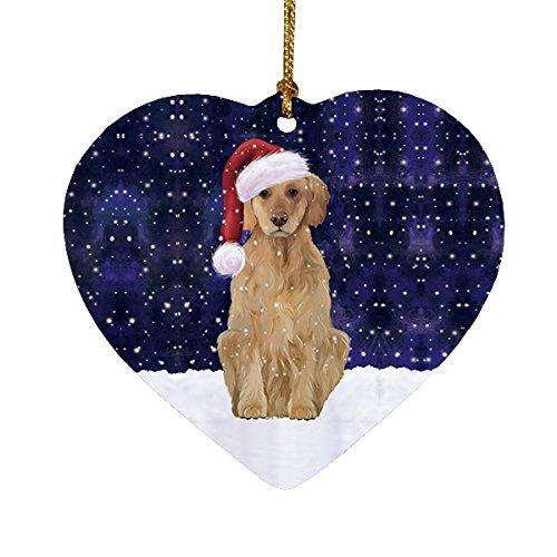 Let It Snow Golden Retriever Dog Christmas Heart Ornament POR2026