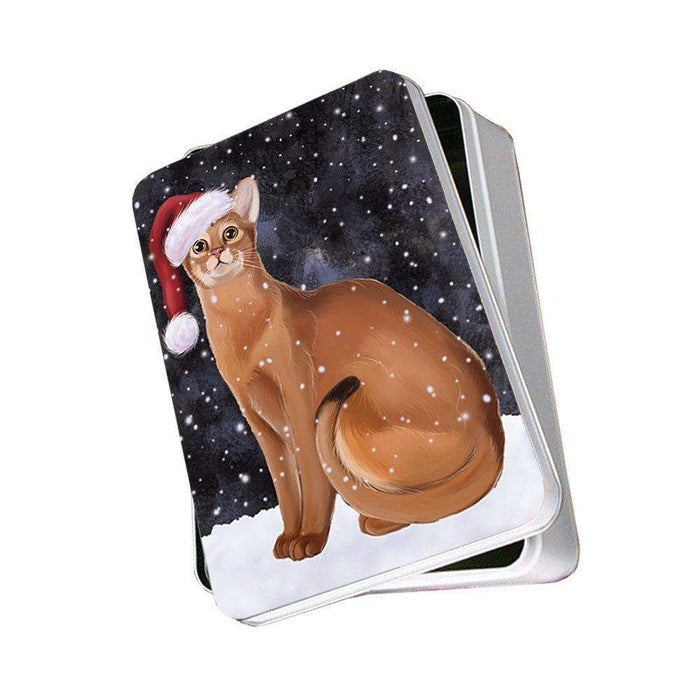 Let It Snow Happy Holidays Abyssinian Cat Christmas Photo Storage Tin PTIN0324