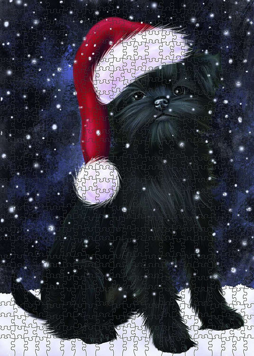 Let It Snow Happy Holidays Affenpinscher Dog Christmas Puzzle with Photo Tin PUZL309