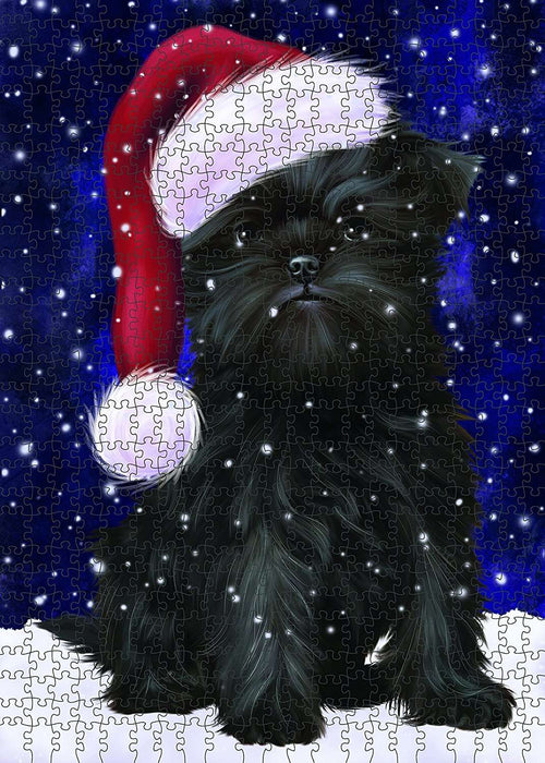 Let It Snow Happy Holidays Affenpinscher Dog Christmas Puzzle with Photo Tin PUZL312