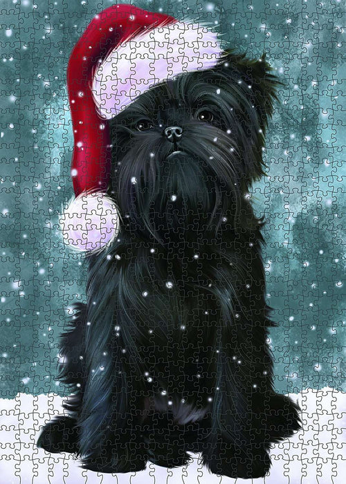 Let It Snow Happy Holidays Affenpinscher Dog Christmas Puzzle with Photo Tin PUZL315