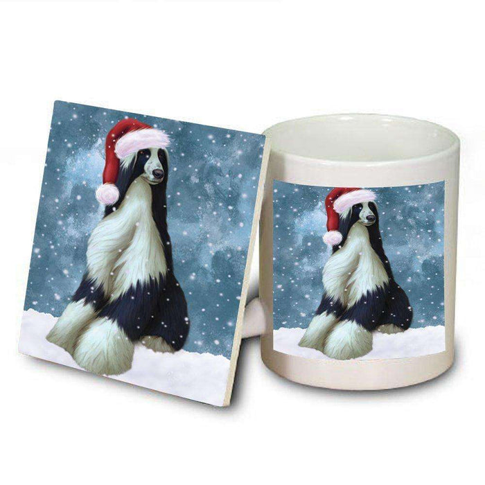 Let It Snow Happy Holidays Afghan Hound Dog Christmas Mug and Coaster Set MUC0390