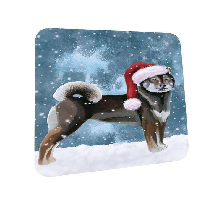 Let It Snow Happy Holidays Aiku Dog Christmas Coasters CST231 (Set of 4)