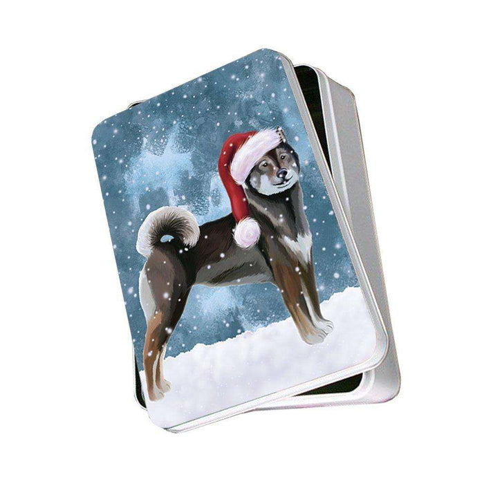 Let It Snow Happy Holidays Aiku Dog Christmas Photo Storage Tin PTIN0325