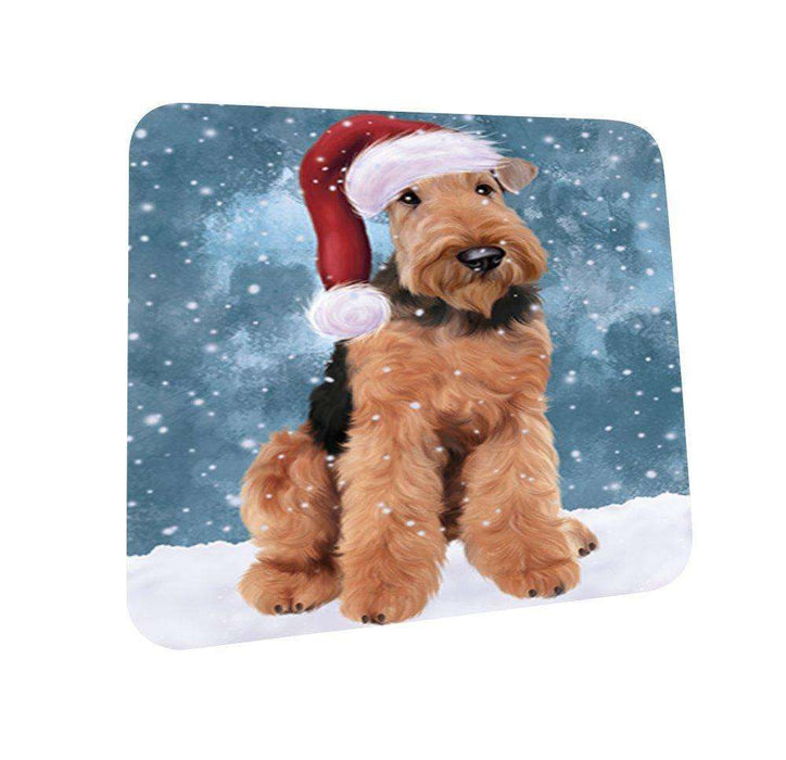 Let It Snow Happy Holidays Airedale Dog Christmas Coasters CST253 (Set of 4)