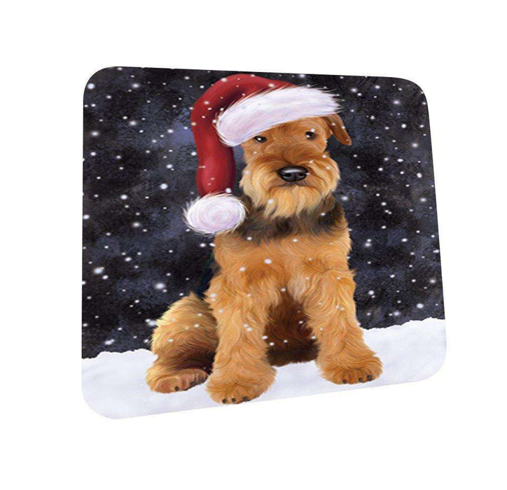 Let It Snow Happy Holidays Airedale Dog Christmas Coasters CST254 (Set of 4)