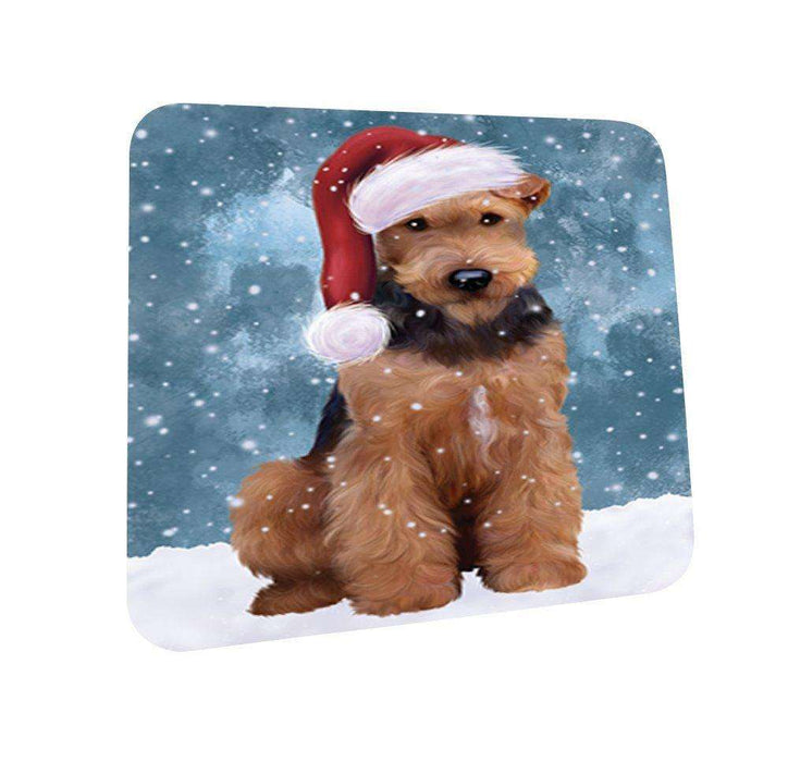 Let It Snow Happy Holidays Airedale Dog Christmas Coasters CST296 (Set of 4)
