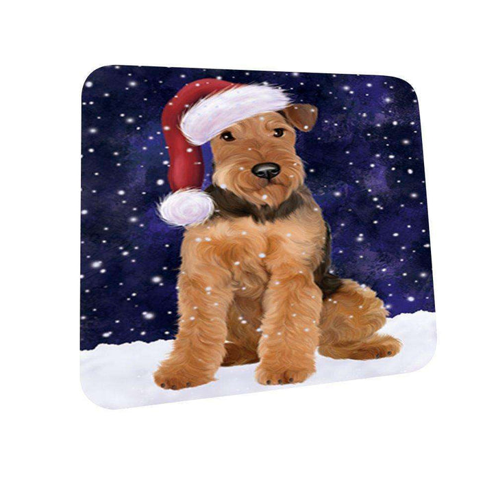 Let It Snow Happy Holidays Airedale Dog Christmas Coasters CST297 (Set of 4)
