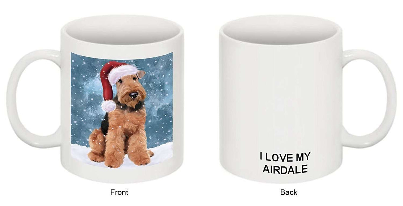 Let It Snow Happy Holidays Airedale Dog Christmas Mug CMG0347