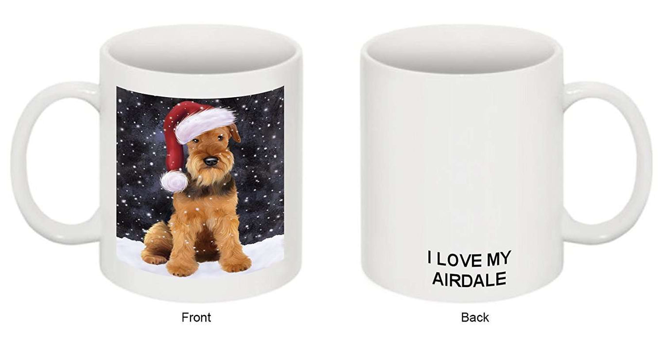 Let It Snow Happy Holidays Airedale Dog Christmas Mug CMG0348