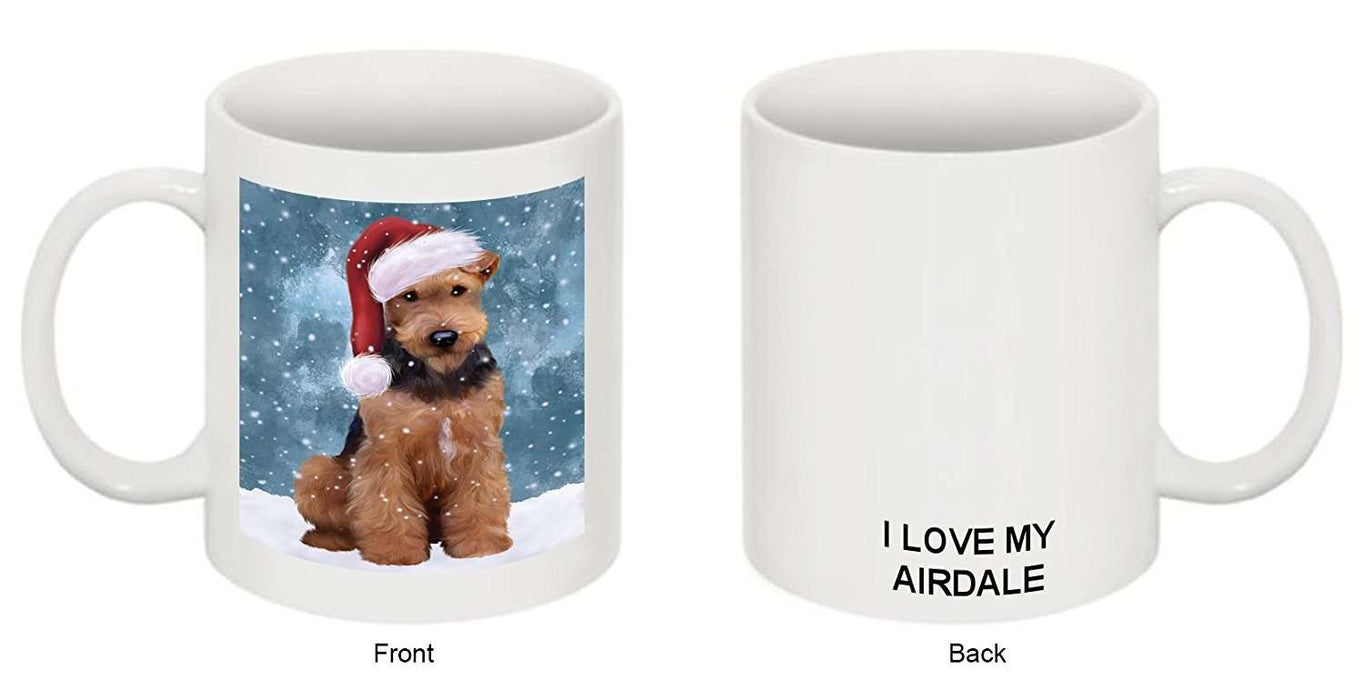 Let It Snow Happy Holidays Airedale Dog Christmas Mug CMG0424