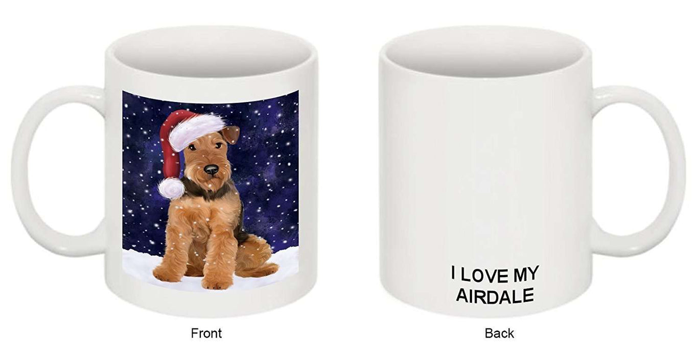 Let It Snow Happy Holidays Airedale Dog Christmas Mug CMG0425