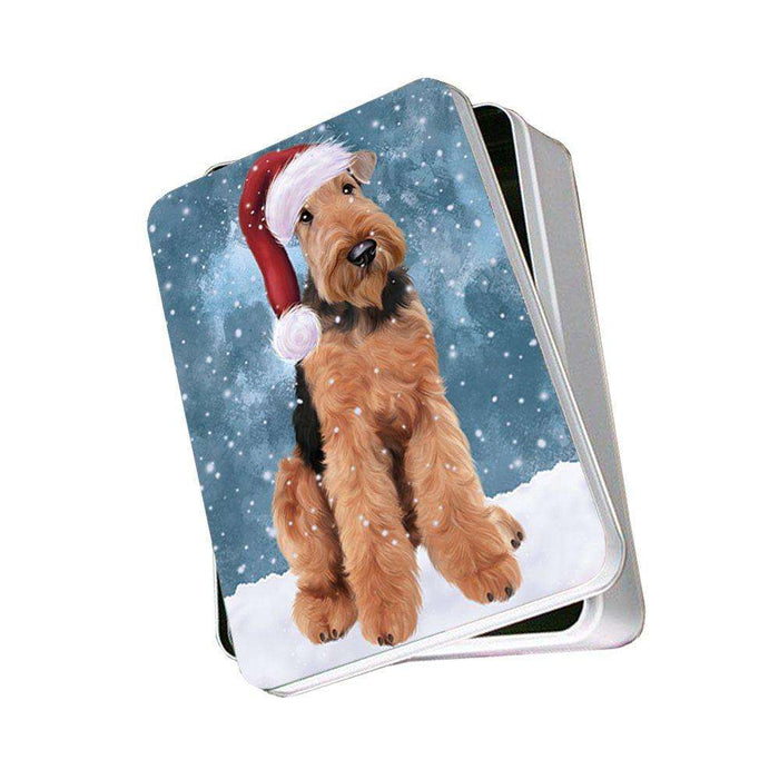 Let It Snow Happy Holidays Airedale Dog Christmas Photo Storage Tin PTIN0347