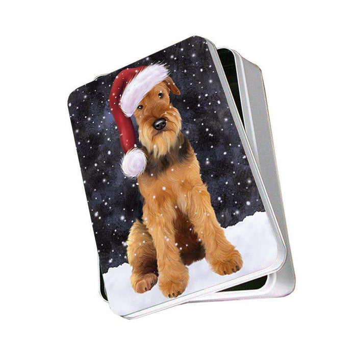 Let It Snow Happy Holidays Airedale Dog Christmas Photo Storage Tin PTIN0348