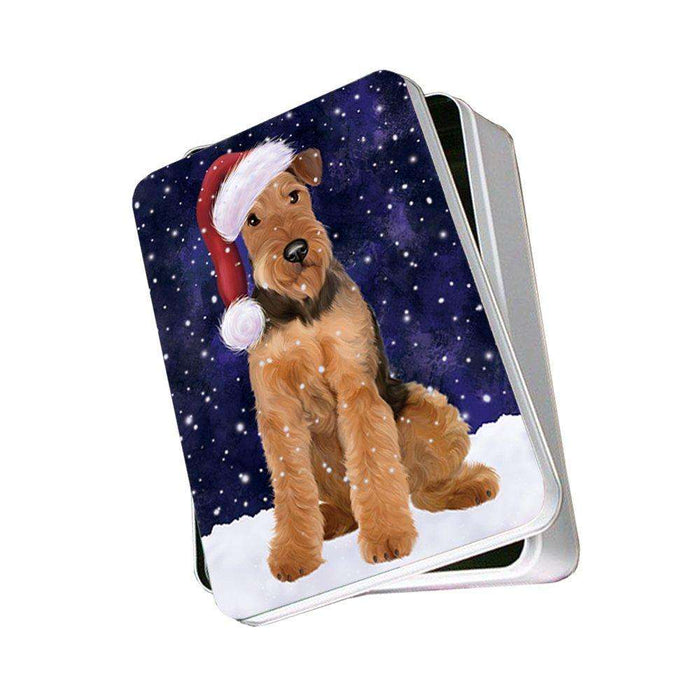 Let It Snow Happy Holidays Airedale Dog Christmas Photo Storage Tin PTIN0425