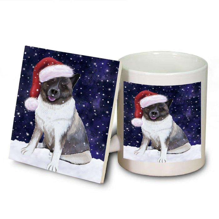 Let It Snow Happy Holidays Akita Dog Christmas Mug and Coaster Set MUC0326
