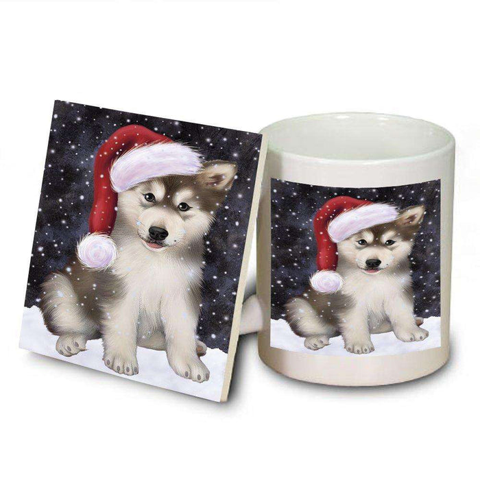 Let It Snow Happy Holidays Alaskan Malamute Dog Christmas Mug and Coaster Set MUC0327