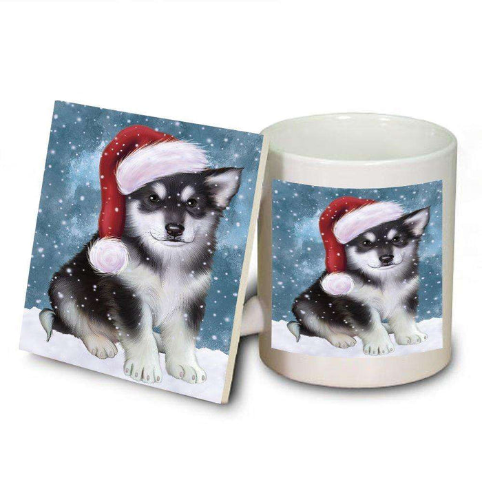Let It Snow Happy Holidays Alaskan Malamute Dog Christmas Mug and Coaster Set MUC0329
