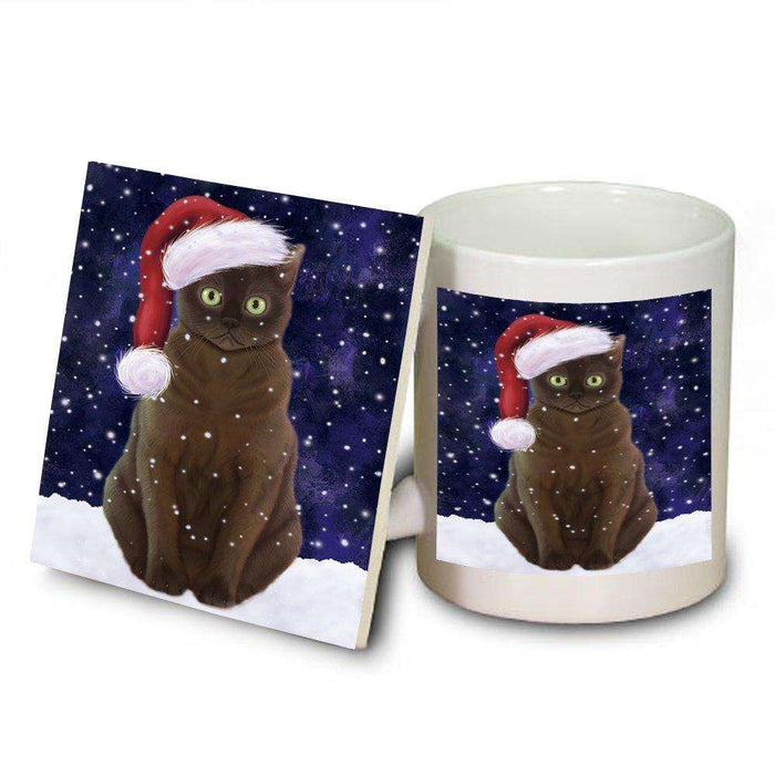 Let It Snow Happy Holidays American Bermese Zibeline Dog Christmas Mug and Coaster Set MUC0426