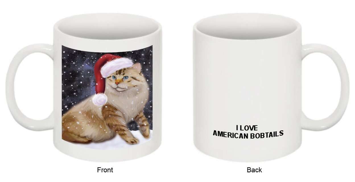 Let It Snow Happy Holidays American Bobtail Cat Christmas Mug CMG0391