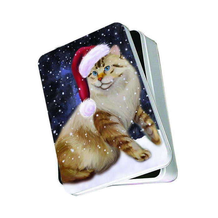 Let It Snow Happy Holidays American Bobtail Cat Christmas Photo Storage Tin PTIN0391