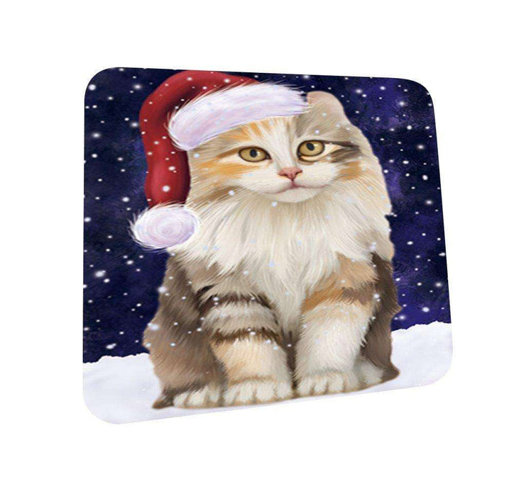 Let It Snow Happy Holidays American Curl Cat Christmas Coasters CST255 (Set of 4)