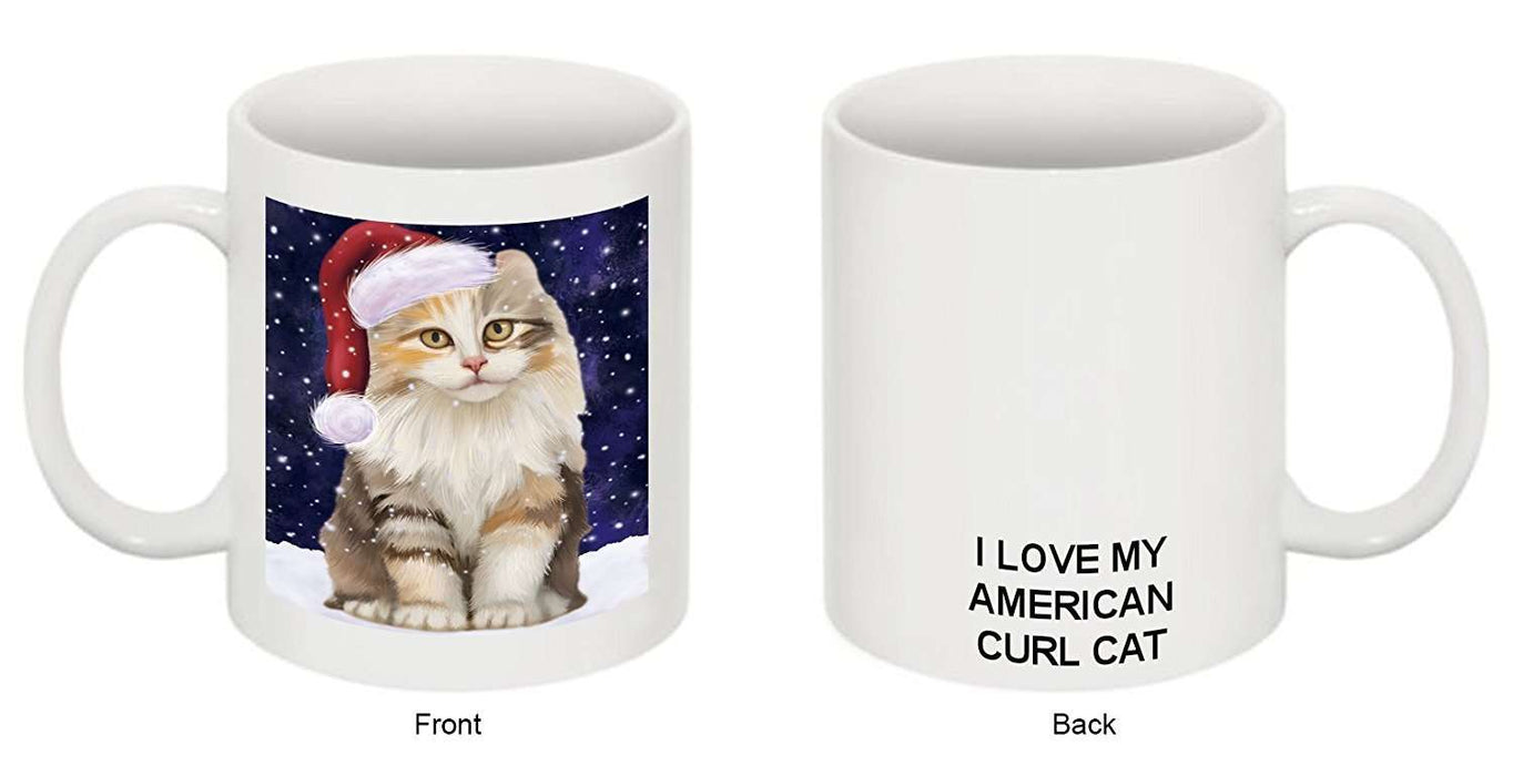 Let It Snow Happy Holidays American Curl Cat Christmas Mug CMG0349