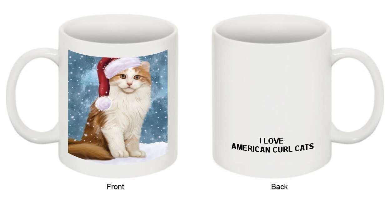 Let It Snow Happy Holidays American Curl Cat Christmas Mug CMG0392