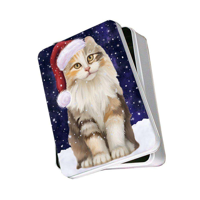 Let It Snow Happy Holidays American Curl Cat Christmas Photo Storage Tin PTIN0349